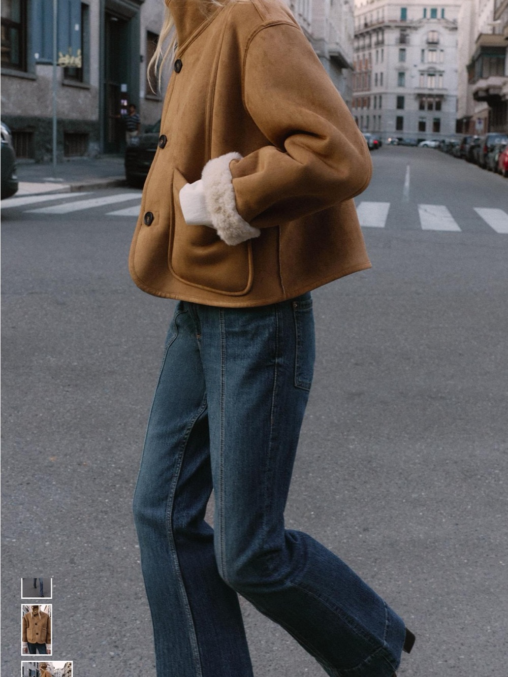 Zara Real Suede Shearling Reversable Jacket in Camel XS - Picture 5 of 10